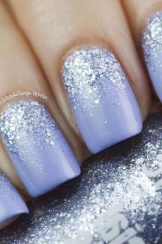 Periwinkle Nails, Acrylic Dip Nails, Blue Prom Nails, Blue Gel Nails, Hard Gel Nails, Glitter Manicure, Nails Tutorial, Ombre Nails Glitter, Cute Nail Art Designs