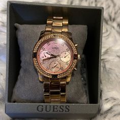 This Is A Guess Rose Gold Watch. There Are No Defects; The Battery Works. The Watch Fits Comfortably On A Wrist With A Circumference Of About Six Inches. The Watch, Rose Gold Watch, Gold Watch, Accessories Watches, Rose Gold, Women Accessories, Pink, Gold, Women Shopping