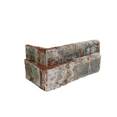 an old brick planter with rusted paint on the top and bottom, sitting in front of a white background