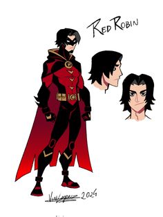 the red robin from batman and his black hair is shown in this drawing, which appears to