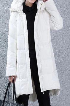 A-line Women Winter Duck Down Jackets Hooded Short Front Women Long Down Coat Plus Size   handmade any size up to 50 colors custom down coat #women clothing #downcoatwomen#loosedowncoat#blackcoat#plussizecoat White Down Outerwear With Double-lined Hood, Solid Down Parka For Winter, Winter White Duck Down Outerwear For Fall, Winter White Parka For Cold Weather, Winter White Hooded Down Puffer Jacket, Winter Long Coat Parka With Duck Down, Winter Down Parka Long Coat, Casual Winter White Duck Down Puffer Jacket, Winter White Down Puffer Jacket