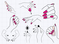 Manicure Clipart, Hand Png, Nails Pretty, Different Nail Shapes, Woman Hand, Girl Hand, Art Svg, Pretty Hands, Nail Shapes