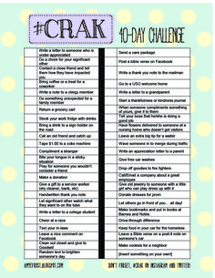 a poster with the words crak and 10 - day challenge written in black on it