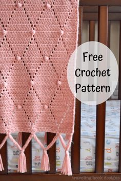 a crocheted baby blanket with the words free crochet pattern on it