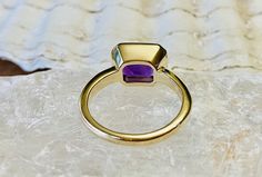 14k Gold Amethyst Ring, Natural Amethyst Ring, Emerald Cut Amethyst Ring, East West Emerald Cut Ring, February Birthstone - Etsy Emerald Cut Ring, Gold Amethyst Ring, Ring Emerald Cut, Emerald Cut Rings, Ring Emerald, February Birthstone, February Birth Stone, East West, Amethyst Ring