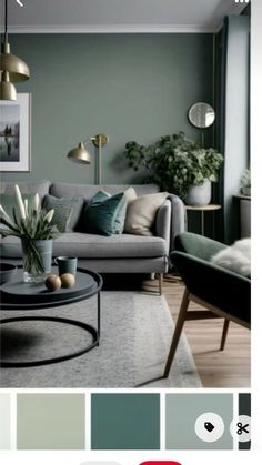 Sitting Room Colour Schemes, Living Room Green Grey, Blue Green Grey Living Room, Gray And Sage Living Room, Gray And Green Living Room, Green Living Room Color Scheme, Sage Living Room, How To Start Painting