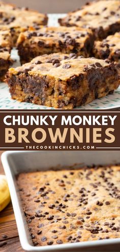 Looking for a delectable treat that lets you make the most of those overripe bananas? Look no further than Chunky Monkey Brownies! This easy and convenient recipe combines the irresistible goodness of ripe bananas with a delightful burst of sweetness, providing the ultimate solution to satisfy your dessert cravings. Indulge in the ooey gooey texture that awaits you in each delectable bite. Chunky Monkey Banana Bites, Yummy Dessert Bars, Chunky Monkey Bars, Desserts With Over Ripe Bananas, Desserts Using Over Ripe Bananas, The Best Easy Desserts, Chunky Monkey Recipes, Recipes Using Lots Of Bananas, Ripe Banana Dessert Recipes Easy