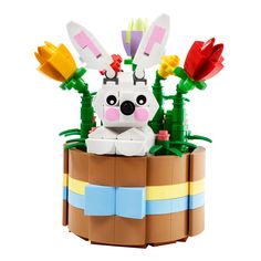 a lego easter bunny in a flower pot