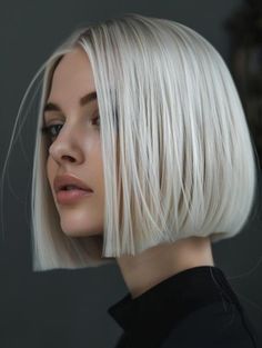 Trending Straight Bob Haircuts 2024: Modern Styles and Tips Short Wedge Bob Hairstyles, Platinum Bob Hair, Black Bob Haircut, Platinum Bob, Straight Bob Haircut