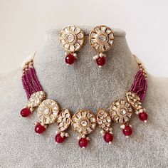 Tyaani-inspired premium Kundan Silver foil Kundan necklace/Traditional necklace/Indian wedding/Bridal Jewelry/Pakistani/Punjabi The high-quality set can be worn as a necklace and choker. Luxury Red Kundan Necklace With Intricate Design, Luxury Red Kundan Temple Necklace, Luxury Ruby Kundan Necklace For Festivals, Bollywood Style Festive Necklace With Gota Work, Bollywood Kundan Necklace For Eid, Round Bollywood Necklace For Eid, Traditional Necklace With Gota Work For Festivals, Festive Bollywood Chandbali Necklaces, Bollywood Style Round Necklace For Eid