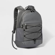 Sporty 19" Backpack Gray/Black - All In Motion™️ Gray Backpack With Zipper Closure For Outdoor Activities, Gray Backpack For Outdoor Activities, Gray Waterproof Backpack For Outdoor, Outdoor Gray Backpack With Zipper Closure, Gray Outdoor Backpack With Zipper Closure, Sporty Hiking Backpack With Water Bottle Pocket, Casual Gray Backpack For Outdoor Activities, Gray Outdoor Backpack, Gray Nylon Backpack For Outdoor