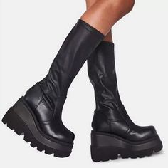 Platform Boots Women, Platform Boots Chunky, Pu Boots, Buy Boots, Platform Heels Boots, Street Style Shoes, Handmade Leather Shoes, Faux Leather Boots, Mens Shoes Boots