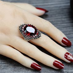 Dropshipping Jewelry, Red Diamond Ring, Crystal Party, Pomegranate Jewelry, Rings Crystal, Color Rings, Blue Diamond Ring, Wholesale Accessories, Red Pomegranate