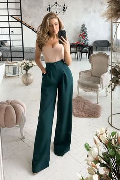 Fest Outfits, Stil Elegant, Professional Outfits, Business Casual Outfits, Mode Inspiration, Business Outfits, Palazzo Pants, High Waisted Trousers