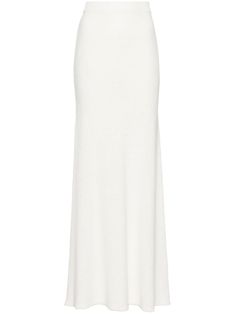 white knitted construction ribbed waistband elasticated waistband unlined ribbed hem maxi White Maxi Dress For Evening, White Evening Maxi Dress, White Maxi Skirt For Evening, Elegant White Floor-length Maxi Skirt, White Maxi Dress With Relaxed Fit, White Relaxed Maxi Skirt, Chic White Floor-length Maxi Skirt, White Flowy Maxi Skirt For Evening, White Relaxed Full Length Skirt