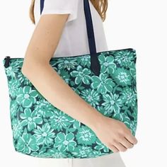 Kate Spade Mel The Little Better Packable Tote Green Multi. Kate Spade Mel The Little Better Packable Tote Green Multi K7389 Wristlet Floral. 10.8"H X 14.2"W X 6.2"D Handle Drop: 11" Polyester Smooth Pvc Trim Metal Pinmount Logo Two Way Spade Jacquard Lining Detachable Wristlet For The Bag To Fold Into Zip Top Closure Style # K7389 Extra Large Tote Bags, Kate Spade Purse Black, Pvc Trim, Laptop Tote Bag, Bags Kate Spade, Green Tote, Suede Tote, Kate Spade Totes, Kate Spade Tote Bag