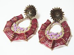 purple small drop earringsunique earrings by ReutGuyJewelrydesign Crochet Earrings, Drop Earrings