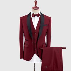 Benefits of Choosing our Cherry Red Tuxedo Wedding Suit Our tailors stitch to deliver the finest quality with superior fit as per your requirements. We have a catalog full of bespoke suiting designs where you can choose the suit design. If you don’t find what you are looking for. You can go with your own choice of suiting elements. Where you can choose suit lapels, buttons, jacket style and number of buttons on cuffs with your monogram embarrassed on jacket cuff. Bespoke suit is not only giving Red Tuxedo Wedding, Tuxedo Wedding Suit, Red Tuxedo, Bespoke Suit, Tuxedo Wedding, Tuxedo Suit, Black Tuxedo, Wedding Suit, Suit Designs