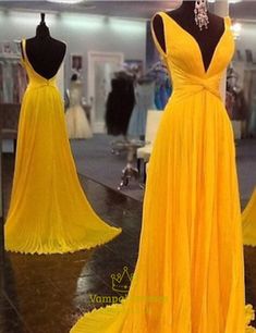 vampal.co.uk Offers High Quality Yellow Sleeveless Criss Cross Front Backless… Yellow Formal Dress, Yellow Party Dresses, Yellow Prom, Prom Dresses Yellow, V Neck Prom Dresses, Chiffon Evening Dresses, Backless Prom Dresses, Dress Chiffon, Dresses Elegant