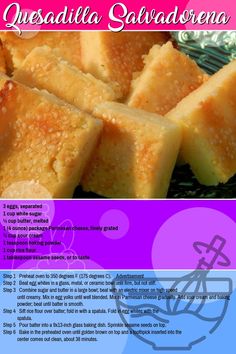 the recipe for quesadilla squares is shown here