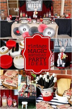 vintage birthday party ideas with red and white decorations