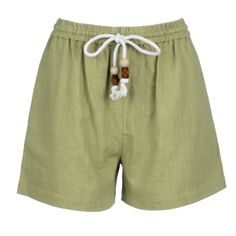 This Breezy Linen Shorts Give You Effortless Styling. A Pair That You Can Easily Style With On-Trend Looks, Linen Jackets, Tanks And Flowy Tops. The Longer Cut Length Is Chic And Lovely For Dining Out Too. Olive Linen High Waisted Beaded Drawstrings Long Shorts, Relaxed Fit 100% Linen Sublime Shorts, High Wasted Shorts, Linen Jackets, Long Cut, Top Design Fashion, Flowy Tops, Silk Skirt, Long Shorts, Linen Shorts