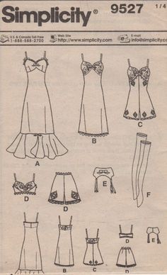 an old fashion sewing pattern with dresses and stockings