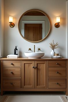 Repurposed dresser farmhouse bathroom vanity Old Dresser To Bathroom Vanity, Dresser As A Bathroom Vanity, Wood Vanity Vessel Sink, Repurpose Bathroom Vanity, Bathroom Dresser Vanity, Dresser As Bathroom Vanity, Farm Sink Bathroom, Single Vanity Master Bath