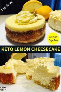 there are two different types of cheesecakes on the plate and one has lemon