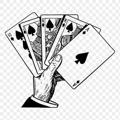 playing cards clipart black and white png image with no background, transparent material