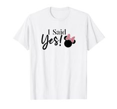 i said yes t - shirt with minnie mouse ears on the chest and pink bow