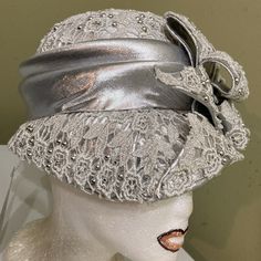 Silver Lace Over Silver Lam’e Cloche, Adorned With Silver Beads. See Pics And Please Take Time To Look At All Of The Hats In My Collection. Elegant Silver Hat For Evening, Elegant Fitted Lined Hats, Elegant Evening Holiday Hats, Summer Party Hats Embellished, Summer Party Embellished Hats, Elegant Embellished Evening Hat, Kentucky Derby Party Hat Embellished, Kentucky Derby Party Embellished Hat, Elegant Embellished Hat With Curved Brim