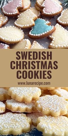 swedish christmas cookies with powdered sugar and sprinkles