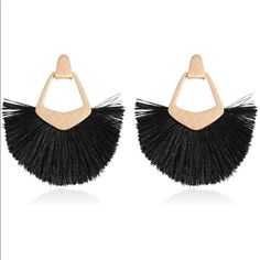 Bohemian Silky Thread Tassel Fringe Statement Drop Earrings - Black Fabric Content: Base Metal,Polyester Description: 2" Drop Length Brand New With Tag Trendy Black Fringe Jewelry, Black Tassel Earrings For Evening, Black Party Earrings For Summer, Chic Black Earrings For Summer, Black Dangle Earrings For Summer, Black Jewelry For Summer Evenings, Black Summer Evening Jewelry, Black Evening Jewelry For Summer, Black Bohemian Tassel Earrings