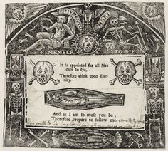 an old engraving with skulls and bones on it