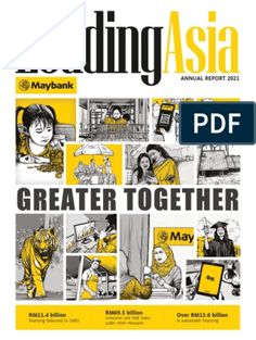 the cover of ding asia's annual report, which features images of people in yellow and