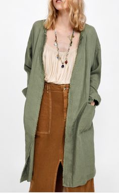 Zara Green Oversized 100% Linen Cardigan Jacket With Frayed Ending Hem And 2 Front Pocket Linen Cardigan, Zara Jackets, Cardigan Jacket, Front Pocket, Jackets & Coats, Jackets For Women, Zara, Green, Women Shopping