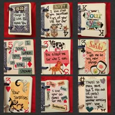 many different types of cards with writing on them