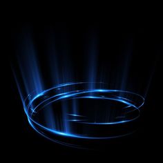 an abstract blue background with light streaks and circles in the center on a black background