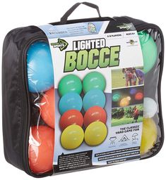 the light up bocce bag is filled with balls