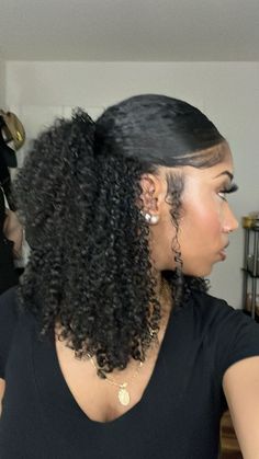 Slick Back Half Up Half Down Hair Curly Natural, 4c Hairstyles Half Up Half Down, Half Up Half Down Black Women Curly Hair, Half Down Half Up Hairstyles Curly Hair, 3 C Hairstyles, 4b Half Up Half Down, Curly Hair Inspo Hairstyles School, 4c Hair Define Curls, Half Up Half Down Hair Natural 4c