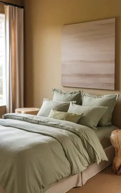 27 Sage Green Bedroom Ideas Sage Green Furniture, Sage Green Curtains, Green Nightstands, Sage Green Rug