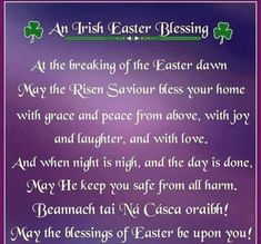 an irish blessing card with shamrocks on it