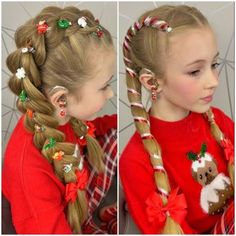 Thanksgiving Hair Ideas For Kids, Christmas Program Hairstyles, Christmas Hair Dos For Kids, Grinch Hairstyles Crazy Hair, Ugly Sweater Hair Ideas, Crazy Christmas Hairstyles For Boys, Kids Crazy Christmas Hair, Christmas Hair Toddler Girl, Christmas Hair For Toddlers