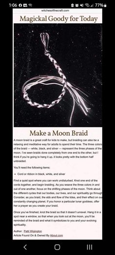 an email page with the message make a moon braid