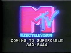 an old tv with the logo for music television coming to supercable 949 - 644