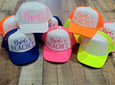 Pick from eight hat colors.Choose print color from the list.✔WE DO CUSTOM FONTS The hat features heavy-duty sewn, contrast stitching and a plastic, adjustable snap, back closure.Please contact us if you would like a different color hat or design. Bride Hats, Bachelorette Party Hat, Bachelorette Hats, Vegas Pool Party, Swag Hats, Mom Tank Tops, Army Mom, Beach Bride, Bride Squad