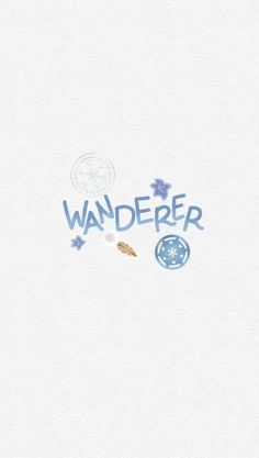 the word wander is written in blue on a white background with an image of a rocket and