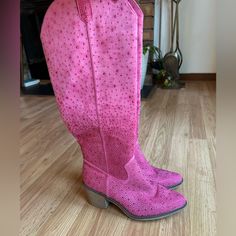 Gorgeous Sparkly Pink Cowboy Boots. Perfect For A Bachelorette Weekend. Sparkly Cowboy Boots, Pink Cowboy Boots, Pink Cowboy, Pink Sparkly, Bachelorette Weekend, Shoes Heels Boots, Cowboy Boots, Shoes Women Heels, Heeled Boots