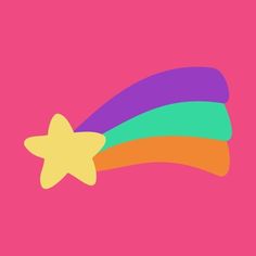 a star on top of a rainbow colored object with a pink background and yellow stars